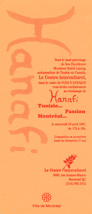 Invitation - Vernissage : Tunisie, Montral... Passion